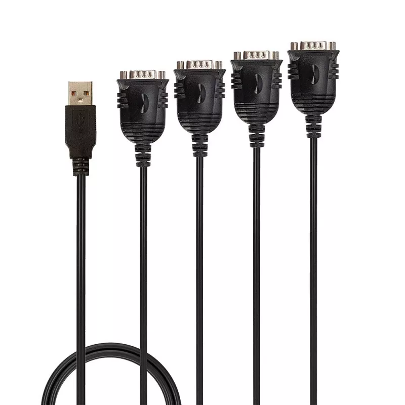 Lindy USB auf 4-Port Seriell Konverter, Schwarz, 0,94 m, USB Typ-A, DB-9, Stecker, Stecker