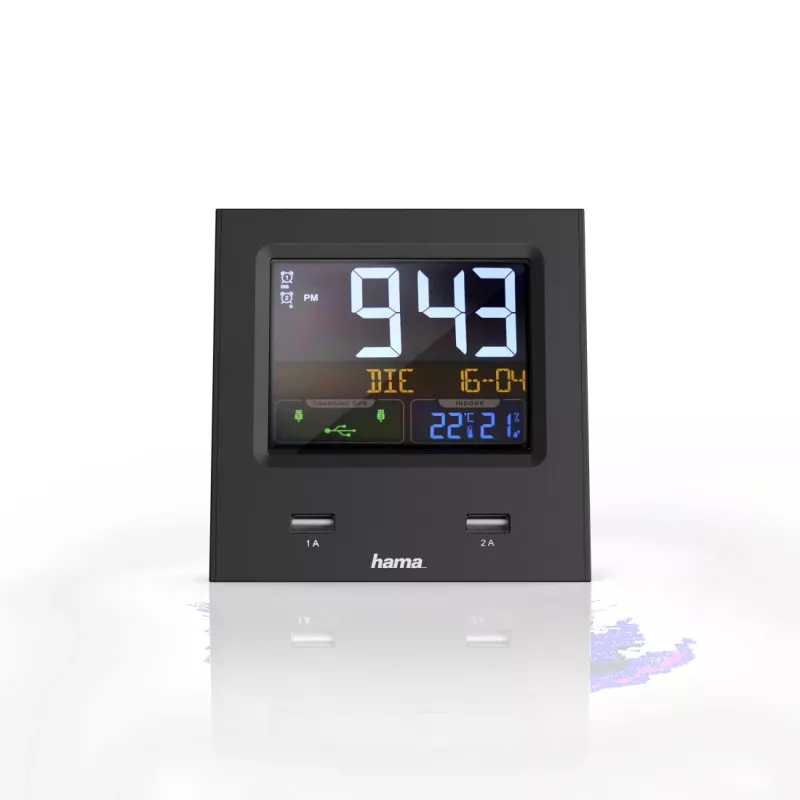 Hama Dual-USB Digitaler Wecker Schwarz