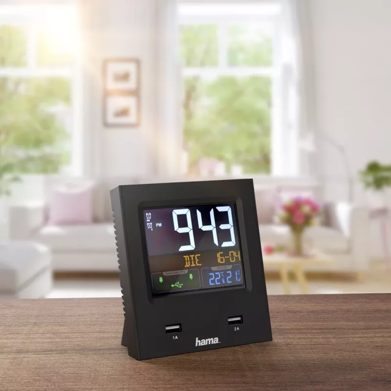 Hama Dual-USB Digitaler Wecker Schwarz