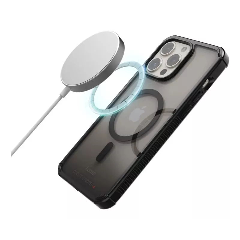 Hama 00136842 MagCase Extreme Protect Handyhülle für Apple iPhone 16 Pro, Schwarz