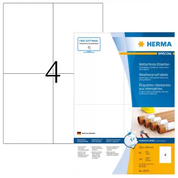 Selbstklebendes Druckeretikett HERMA 10773 Weiß 10,5x14,8 cm 320 Etiketten