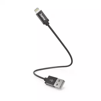 Hama Ladekabel, USB-A - Lightning, 0,2 m, Nylon, schwarz