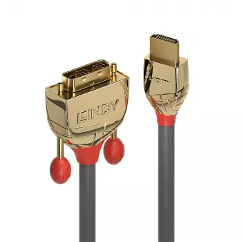 Lindy 5m HDMI auf DVI-D Kabel, Gold Line, 5 m, HDMI Typ A (Standard), DVI-D, Stecker, Stecker, Gold