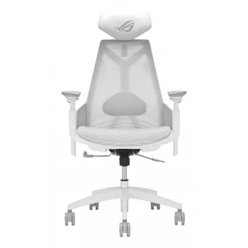 PC-Gaming-Stuhl Asus ROG Destrier Ergo Core White — Mesh-Sitzfläche, maximale Belastung 136 kg, Breite 720 mm, Tiefe 840 mm, Höhe 129–137,5 cm