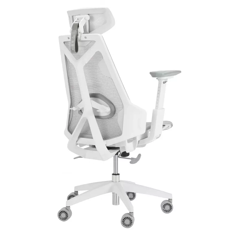PC-Gaming-Stuhl Asus ROG Destrier Ergo Core White — Mesh-Sitzfläche, maximale Belastung 136 kg, Breite 720 mm, Tiefe 840 mm, Höhe 129–137,5 cm