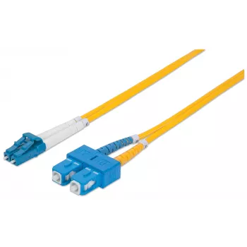 Intellinet Glasfaser-Patchkabel, OS2, LC/SC, 2 m, Gelb, Duplex, Singlemode, 9/125 µm, LSZH, Glasfaser, Lebenslange Garantie