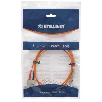 Intellinet Glasfaser-Patchkabel, OM1, LC/SC, 1m, Orange, Duplex, Multimode, 62,5/125 µm, LSZH, Glasfaser, lebenslange Garantie
