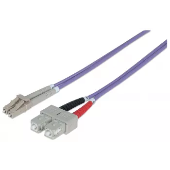 Intellinet Glasfaser-Patchkabel, OM4, LC/SC, 3m, Violett, Duplex, Multimode, 50/125 µm, LSZH, Glasfaser, Lebenslange Garantie