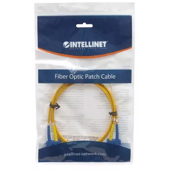 Intellinet Glasfaser-Patchkabel, OS2, SC/SC, 1m, Gelb, Duplex, Singlemode, 9/125 µm, LSZH, Faser, Lebenslange Garantie