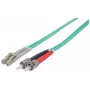 Intellinet LWL-Patchkabel, OM3, ST/LC, 2 m, Aqua, Duplex, Multimode, 50/125 µm, LSZH, Glasfaser, lebenslange Garantie