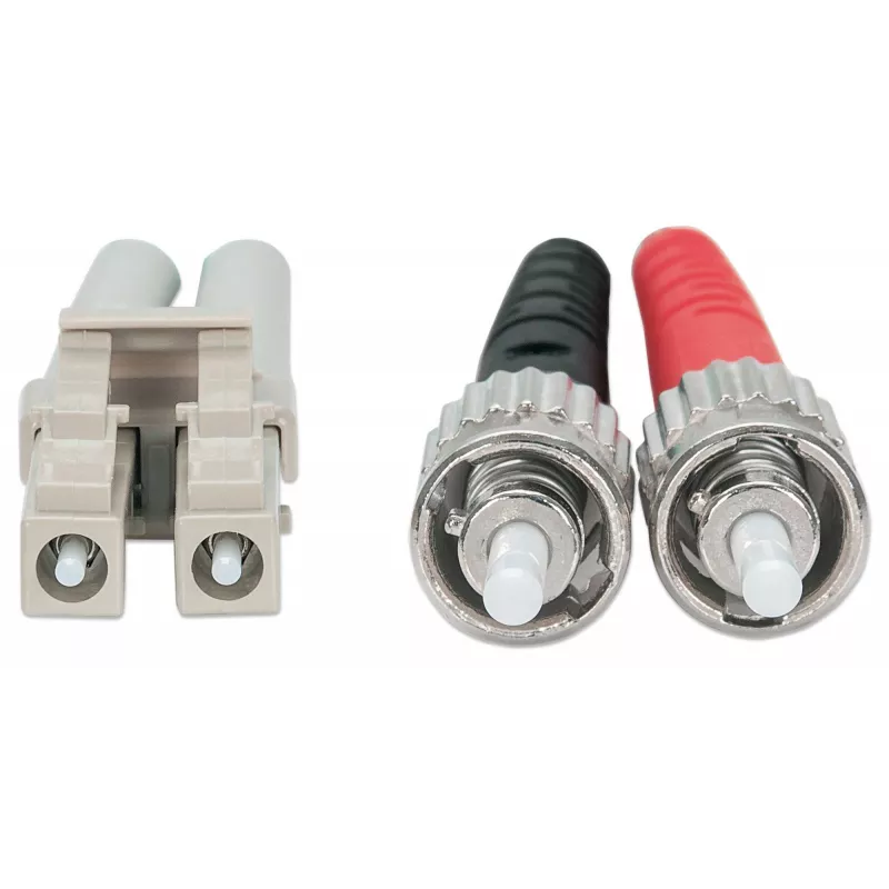 Intellinet LWL-Patchkabel, OM3, ST/LC, 2 m, Aqua, Duplex, Multimode, 50/125 µm, LSZH, Glasfaser, lebenslange Garantie