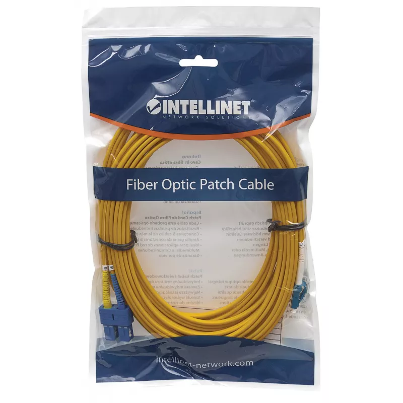 Intellinet 473729 Glasfaser-Patchkabel, LC auf SC, Monomode OS2, 9/125 µm, 5 m, halogenfrei, gelb