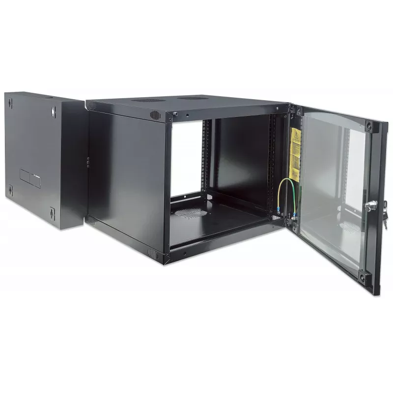 Intellinet 713863 19" Wandverteiler mit Schwenkrahmen, 12 HE, 593 x 540 x 600 mm, unmontiert, schwarz