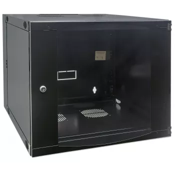 Intellinet 19-Zoll-Netzwerkschrank – Wandmontage (zweiteiliger Schwenkrahmen), 9 HE, 600 mm tief, schwarz, zerlegt, max. 30 kg, ausschwenkbar für Zugang zur Rückseite bei Wandmontage, 19 Zoll, nutzbare Tiefe 385 mm, Wandmontageteile nicht enthalten