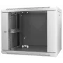 Intellinet 19-Zoll-Netzwerkschrank – Wandmontage (Standard), 9U, 600 mm tief, grau, montiert, max. 60 kg, auch für Tisch- oder Bodenaufstellung geeignet, nutzbare Tiefe 500 mm, Metall- & Glastür, Rückwand, abnehmbare Seitenwände, Teile für Wandmontage (z. B. Schrauben/Dübel) nicht enthalten