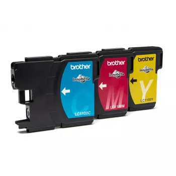 Brother LC1100RBWBPDR Tintenpatrone 3 Stück Original Cyan, Magenta, Gelb