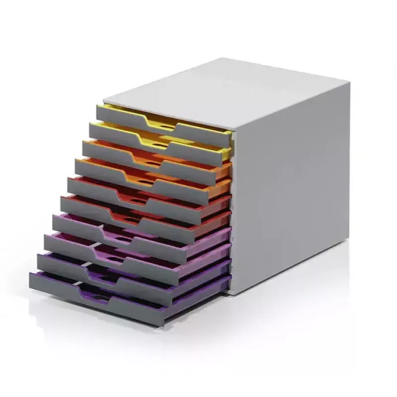 Durable VARICOLOR 10 761027 Schubladenbox, 10 Schubladen, DIN C4, Mehrfarbig