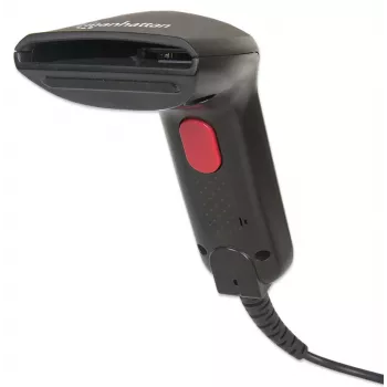 Manhattan Contact CCD Handheld-Barcode-Scanner, USB, 60 mm Scanbreite, Kabel 152 cm, max. Umgebungslicht 5.000 Lux (Sonnenlicht), Schwarz, Drei Jahre Garantie