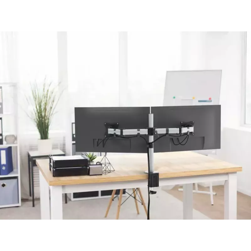 Durable SELECT Monitorhalterung 509523 für 2 Monitore, Tischhalterung, Silber