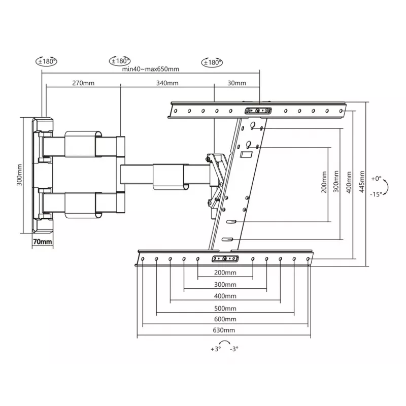 Montagearm Multibrackets M VESA Flexarm Thin Schwarz