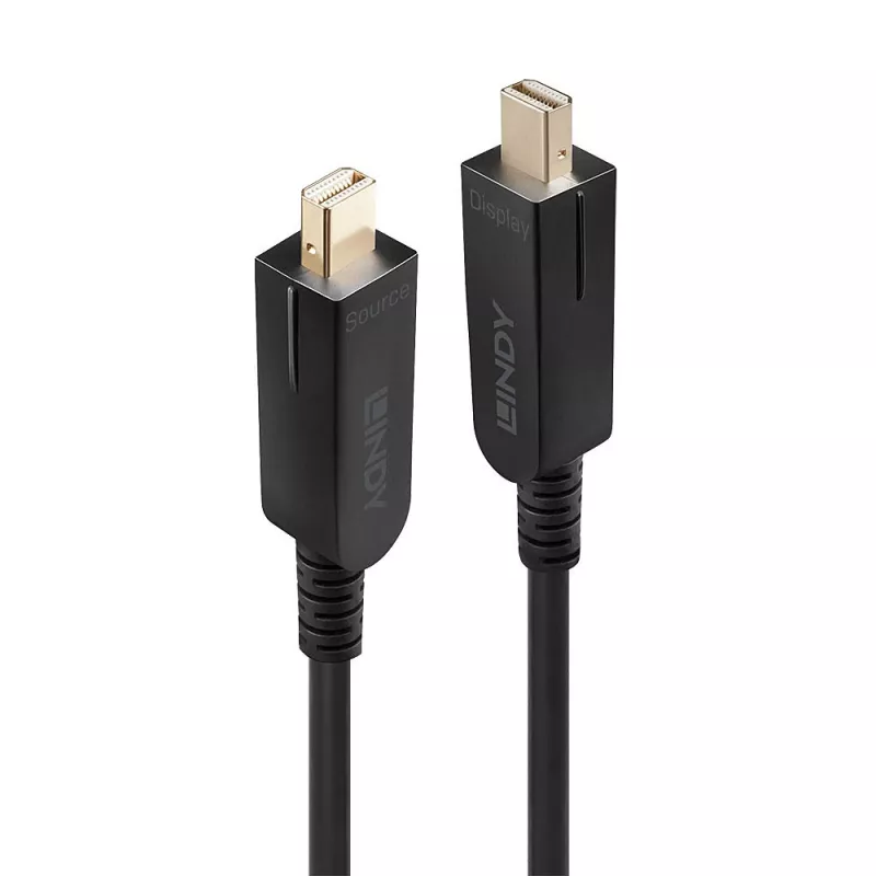 Lindy 100m Fibre Optic Hybrid Mini DisplayPort 1.4 Kabel mit abnehmbaren DP-Steckern