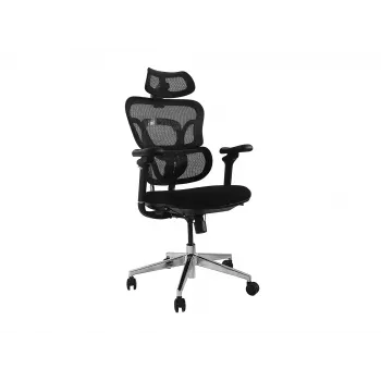 Ergonomischer Bürostuhl EQUIP 651053 mit Kopfstütze und Armlehnen, Mesh-Rücken, gepolsterter Sitz, höhenverstellbar 117–135 cm, Breite 660 mm, schwarz