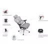 Ergonomischer Bürostuhl EQUIP 651053 mit Kopfstütze und Armlehnen, Mesh-Rücken, gepolsterter Sitz, höhenverstellbar 117–135 cm, Breite 660 mm, schwarz