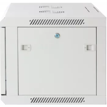 Intellinet 19-Zoll-Netzwerkschrank – Wandmontage (Standard), 6U, 450 mm tief, grau, montiert, max. 60 kg, auch für Tisch- oder Bodenaufstellung geeignet, nutzbare Tiefe 350 mm, Metall- & Glastür, Rückwand, abnehmbare Seitenwände, Teile für Wandmontage (z. B. Schrauben/Dübel) nicht enthalten
