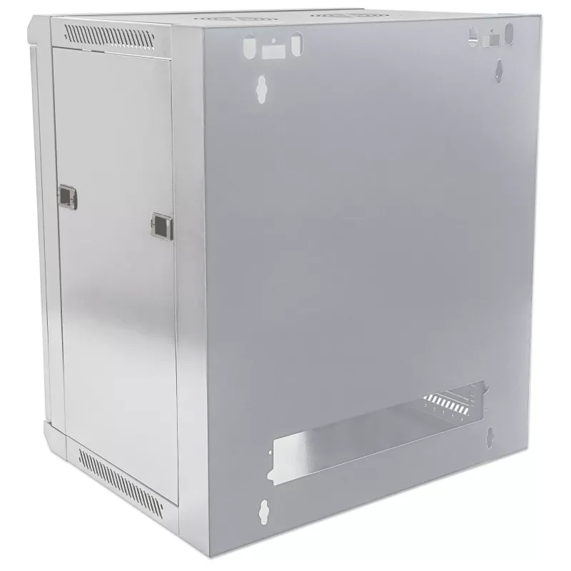 Intellinet 19-Zoll-Netzwerkschrank - Wandmontage (Standard), 9HE, 600 mm tief, Grau, Flatpack, max. 60 kg, auch als Tisch- oder Standgerät nutzbar, nutzbare Tiefe 410 mm, Metall- & Glastür, Rückwand, abnehmbare Seiten, Teile zur Wandmontage (z. B. Schrauben/Dübel) nicht enthalten