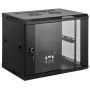 Intellinet 19-Zoll-Netzwerkschrank – Wandmontage (Standard), 9U, 600 mm tief, Schwarz, montiert, max. 60 kg, auch für den Einsatz auf dem Schreibtisch oder Boden geeignet, nutzbare Tiefe 500 mm, Metall- & Glastür, Rückwand, abnehmbare Seitenwände, Teile für die Wandmontage (z. B. Schrauben/Dübel) nicht enthalten