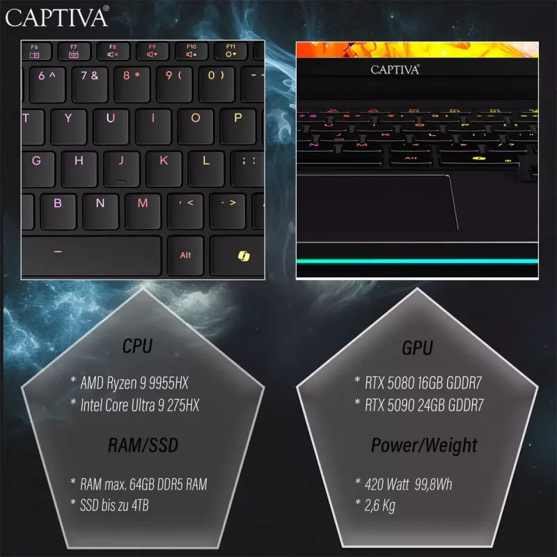 Laptop CAPTIVA 92281 16 Zoll AMD Ryzen 9 64 GB SSD Windows 11