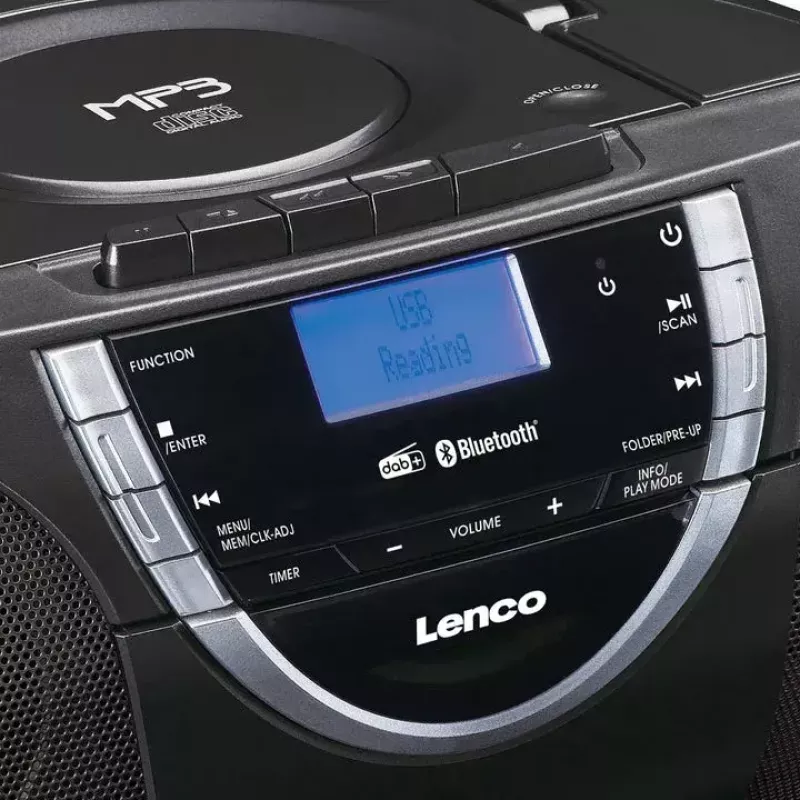 Lenco SCD-6900 tragbarer CD-Player mit Radio, schwarz/silber