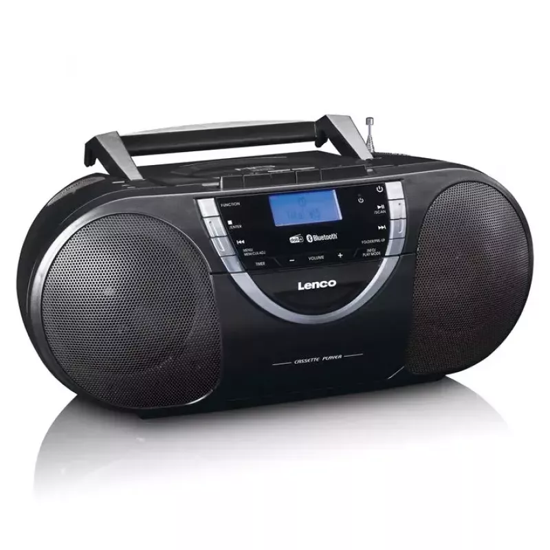 Lenco SCD-6900 tragbarer CD-Player mit Radio, schwarz/silber