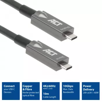 ACT USB-C 3.2 Gen2 Aktives Optisches Kabel 7,5m USB 3.2 Gen 2 10 Gbit/s