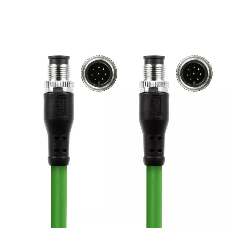 ACT Industrial 10.00 Meter Sensorkabel M12A 8-polig Stecker auf M12A 8-polig Stecker, Ultraflex TPE-Kabel, geschirmt