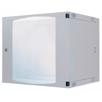 Intellinet 19-Zoll-Netzwerkschrank – Wandmontage (zweiteiliger Schwenkrahmen), 12HE, 600 mm tief, grau, Flatpack, max. 30 kg, schwenkt für Zugang zur Rückseite bei Wandmontage, Rack, nutzbare Tiefe 385 mm, Teile für Wandmontage nicht enthalten