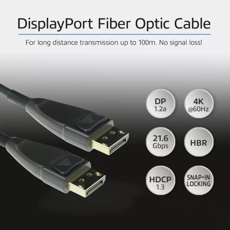 ACT 80 Meter DisplayPort aktives optisches Kabel, DisplayPort Stecker – DisplayPort Stecker