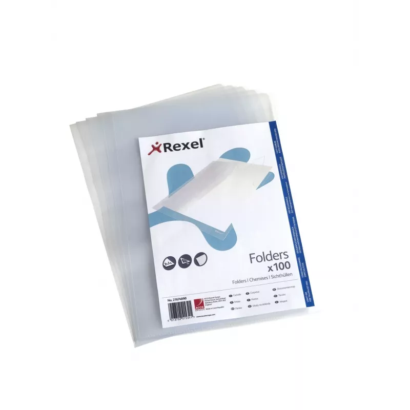Rexel Embossed Sichthülle (L-Form) 21674090, A4 (210 x 297 mm), Polypropylen (PP), transparent, 100 Stk.