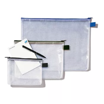 Rexel Netztasche mit schwarzem Reißverschluss A5, PVC, 31 g, Schwarz, Transparent