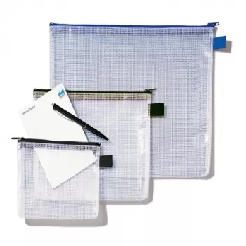 Rexel Netztasche mit schwarzem Reißverschluss A5, PVC, 31 g, Schwarz, Transparent