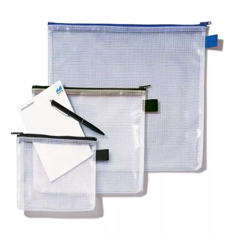 Rexel Netztasche mit schwarzem Reißverschluss A4, PVC, 52 g, Schwarz, Transparent