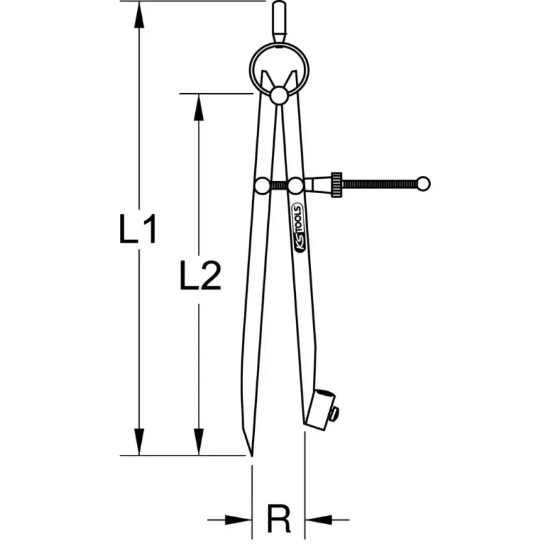 KS Tools 300.0411 Präzisions-Federspitzzirkel mit Bleistifthalter