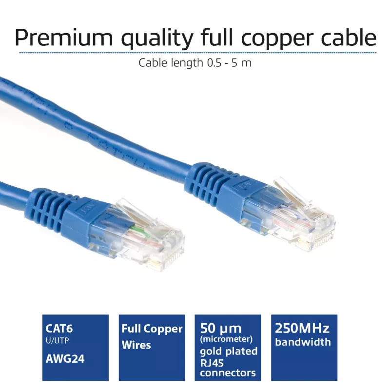 ACT Blau 3 Meter U/UTP CAT6 Patchkabel mit RJ45-Steckern