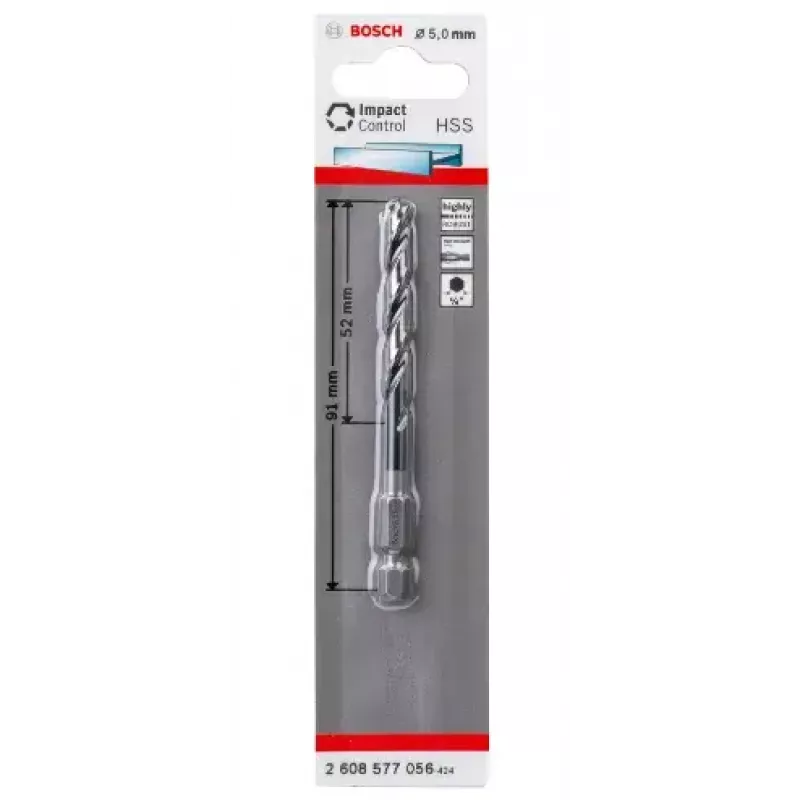 Bosch 2608577056 Metall-Spiralbohrer 5 mm, 91 mm Gesamtlänge