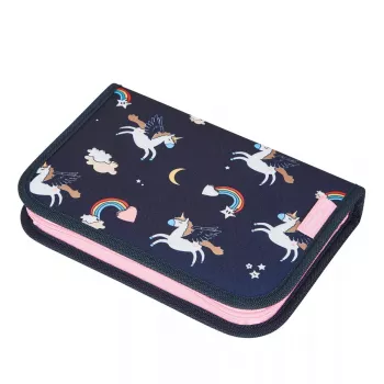 Herlitz Dreamy Unicorn gefülltes Federmäppchen, 19 Teile, Dunkelblau