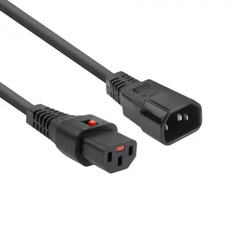 ACT Stromkabel C13 IEC Lock - C14 schwarz 2 m, PC1021, 5er-Pack
