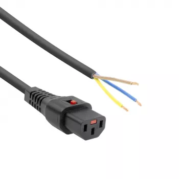 ACT Stromkabel C13 IEC Lock - offenes Ende schwarz 2 m, PC1025, 5er-Pack