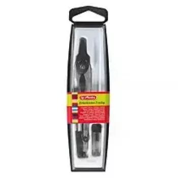 Herlitz 8710006 Zirkel-Set im Etui, 2-teilig, 110 mm, Schwarz