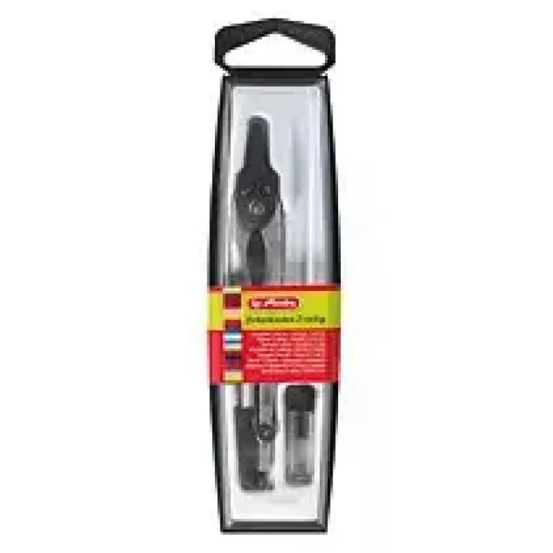 Herlitz 8710006 Zirkel-Set im Etui, 2-teilig, 110 mm, Schwarz