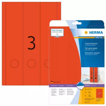 Aktenetiketten HERMA A4 61x297 mm rot Papier matt blickdicht 60 Stück